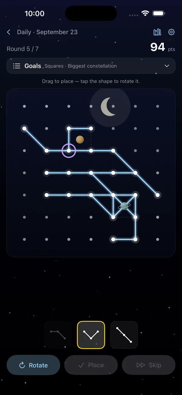 Stargazer: Dice game board with constellations